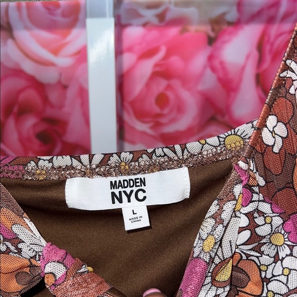 NWT Trendy Floral Mini Dress - Brown and Pink - Picture 3 of 6